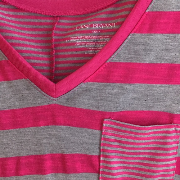 Lane Bryant Tops - Pink and Gray striped tee